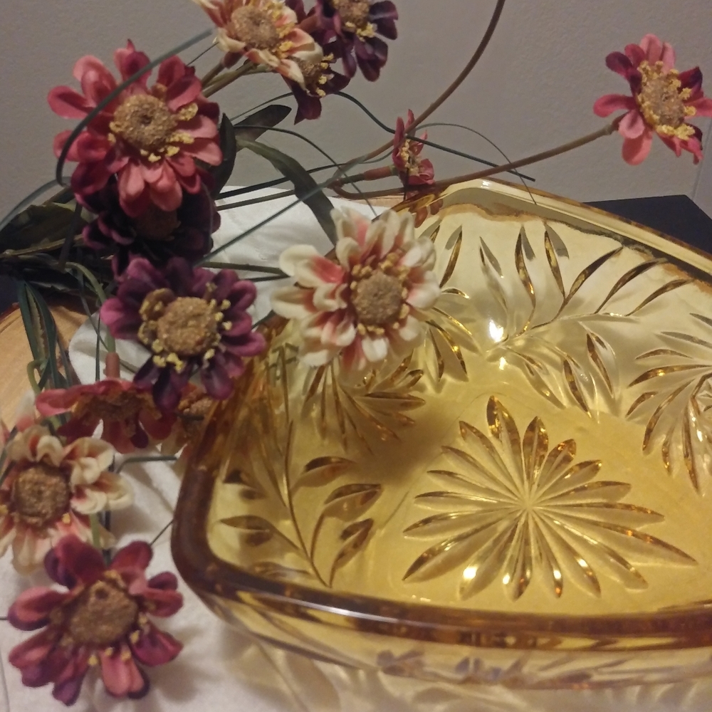 Vintage Light Amber Candy Dish Catch-all Bowl